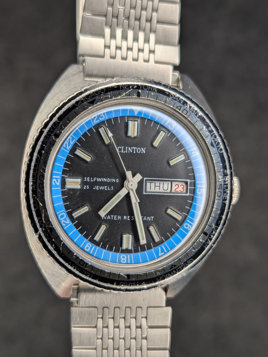 1970's Clinton World Timer Dive Watch