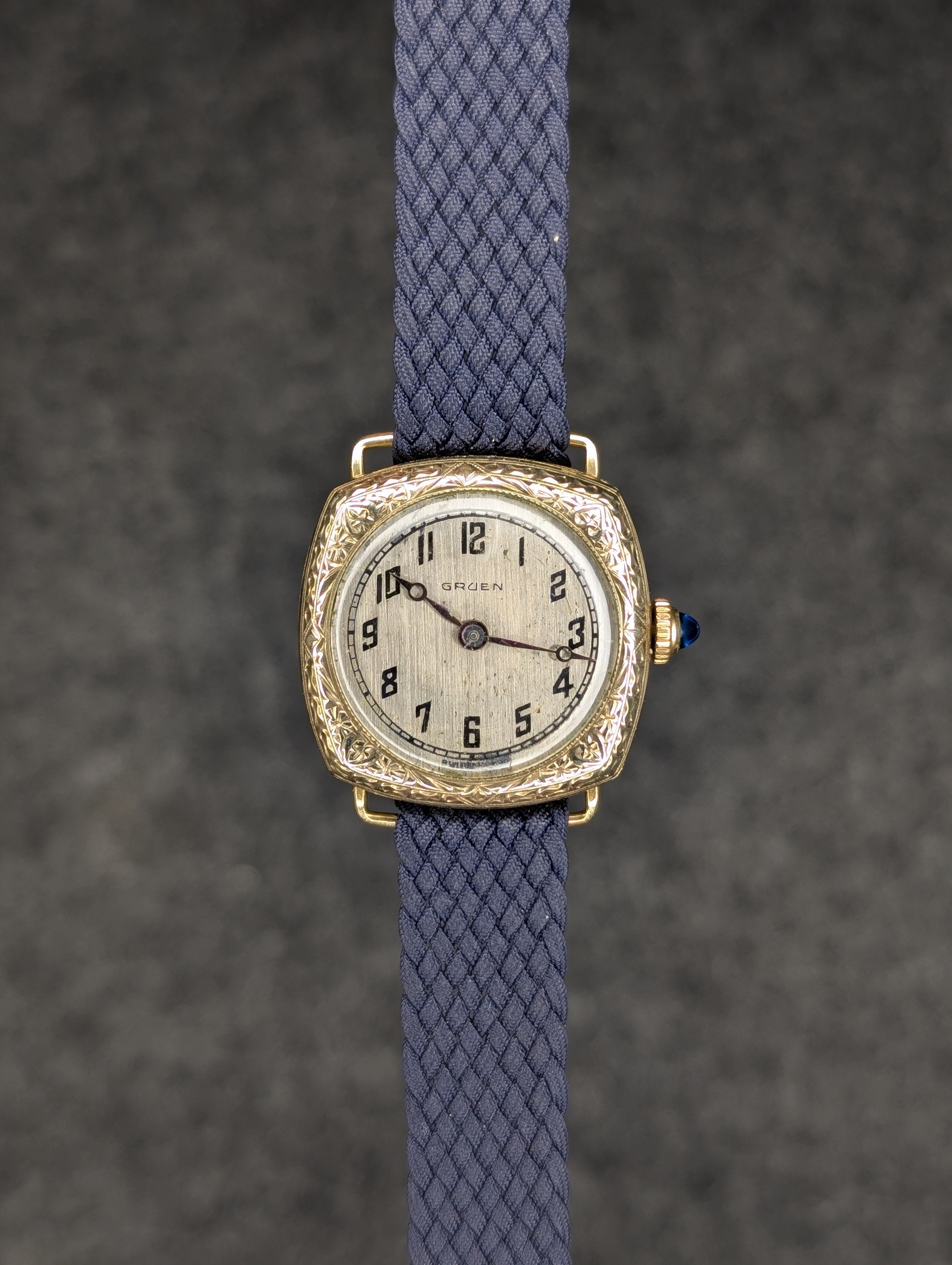 1920's Gruen Ladies Art Deco Gold Flower - Manual Wind