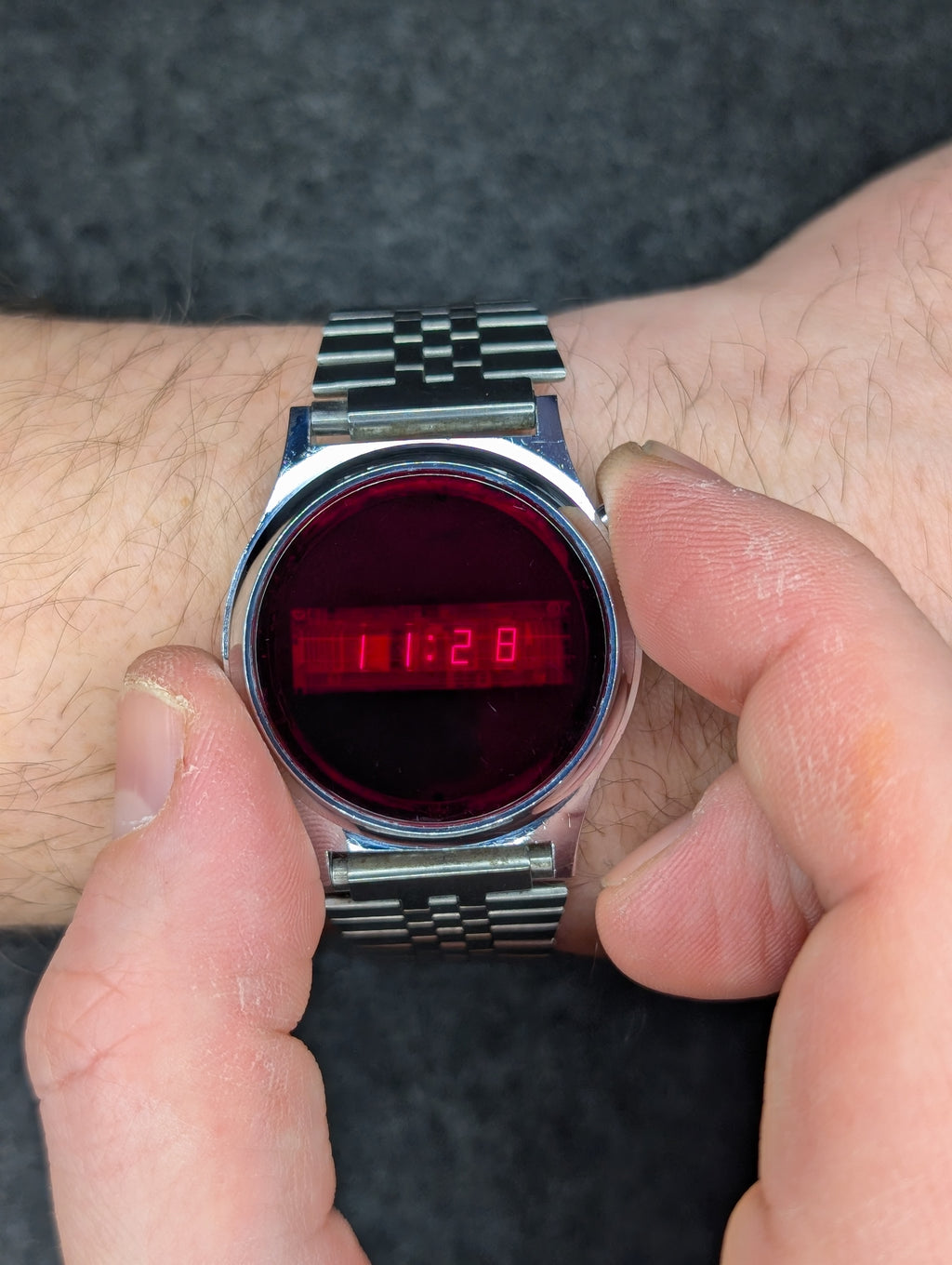 1980's Swiss Red Dial Electric Watch