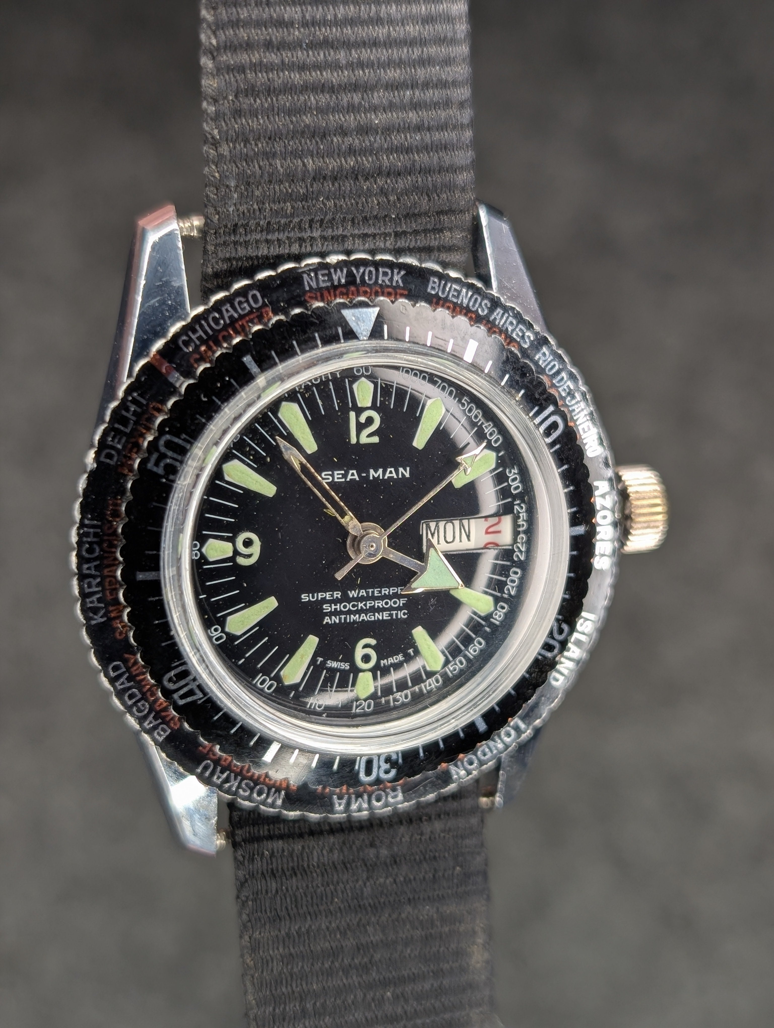 1960's Sea-Man World Time Diver - Manual Wind