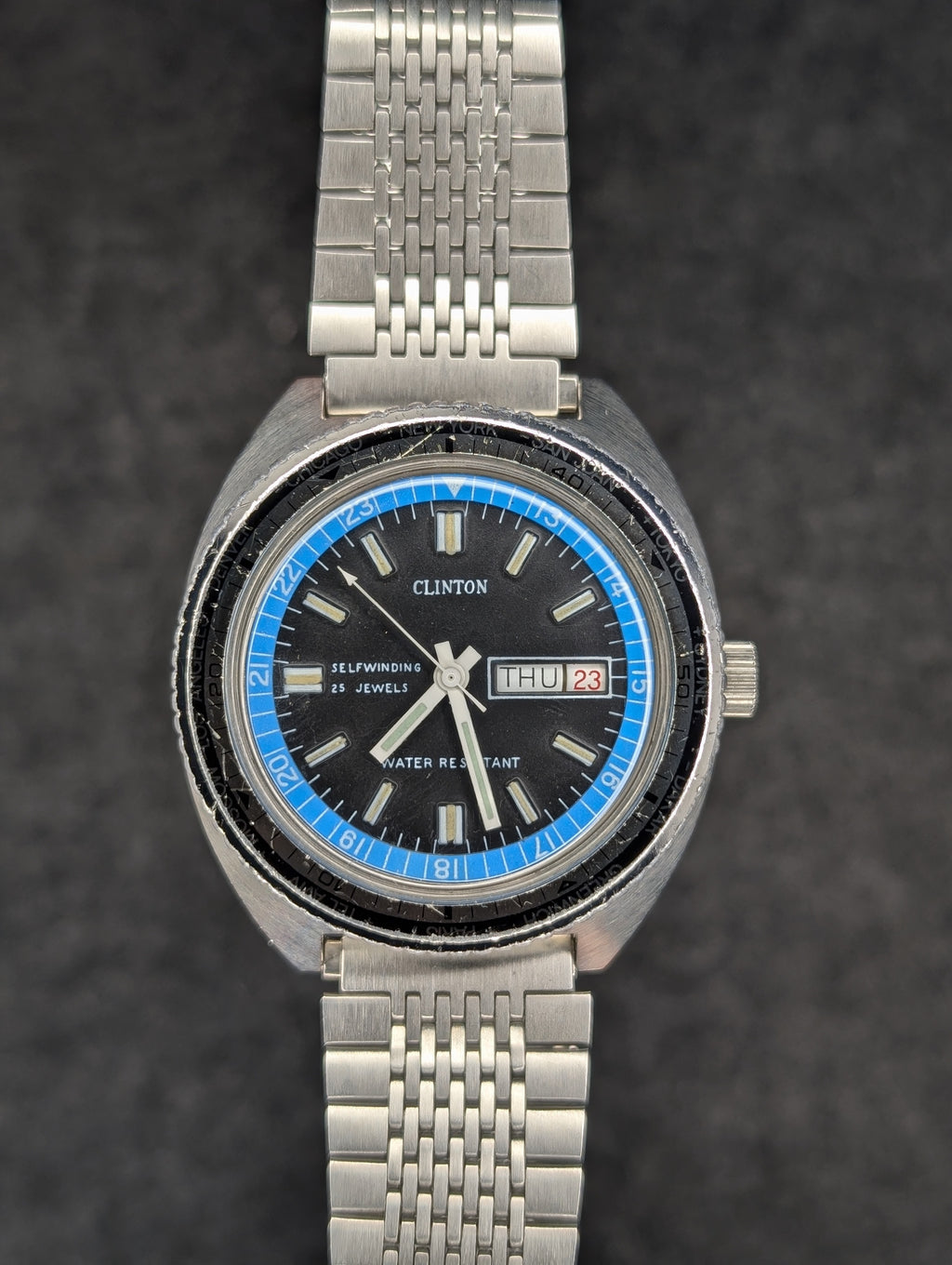 1970's Clinton World Timer Dive Watch