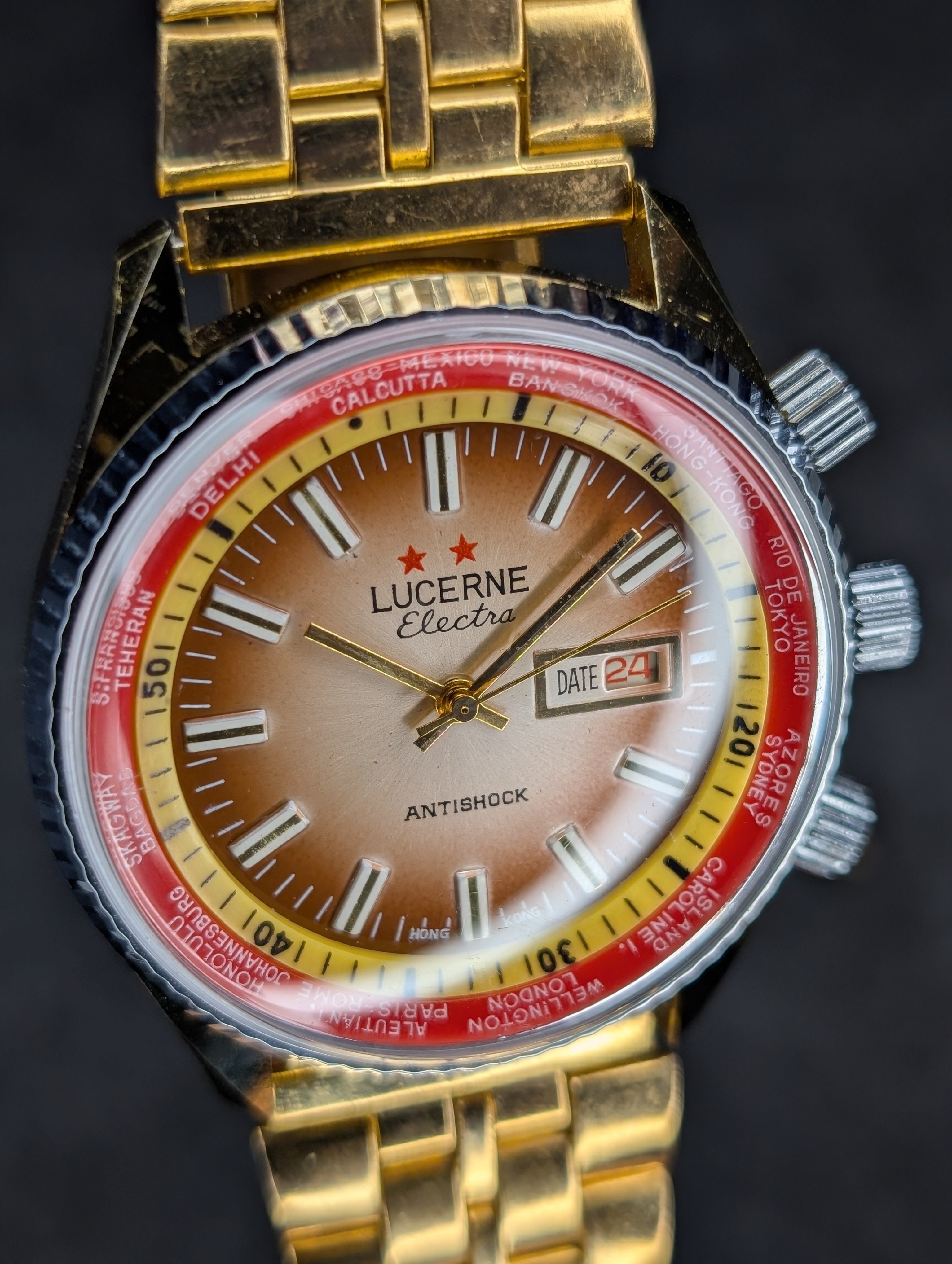 1970's Lucerne Electra World Time - Manual Wind