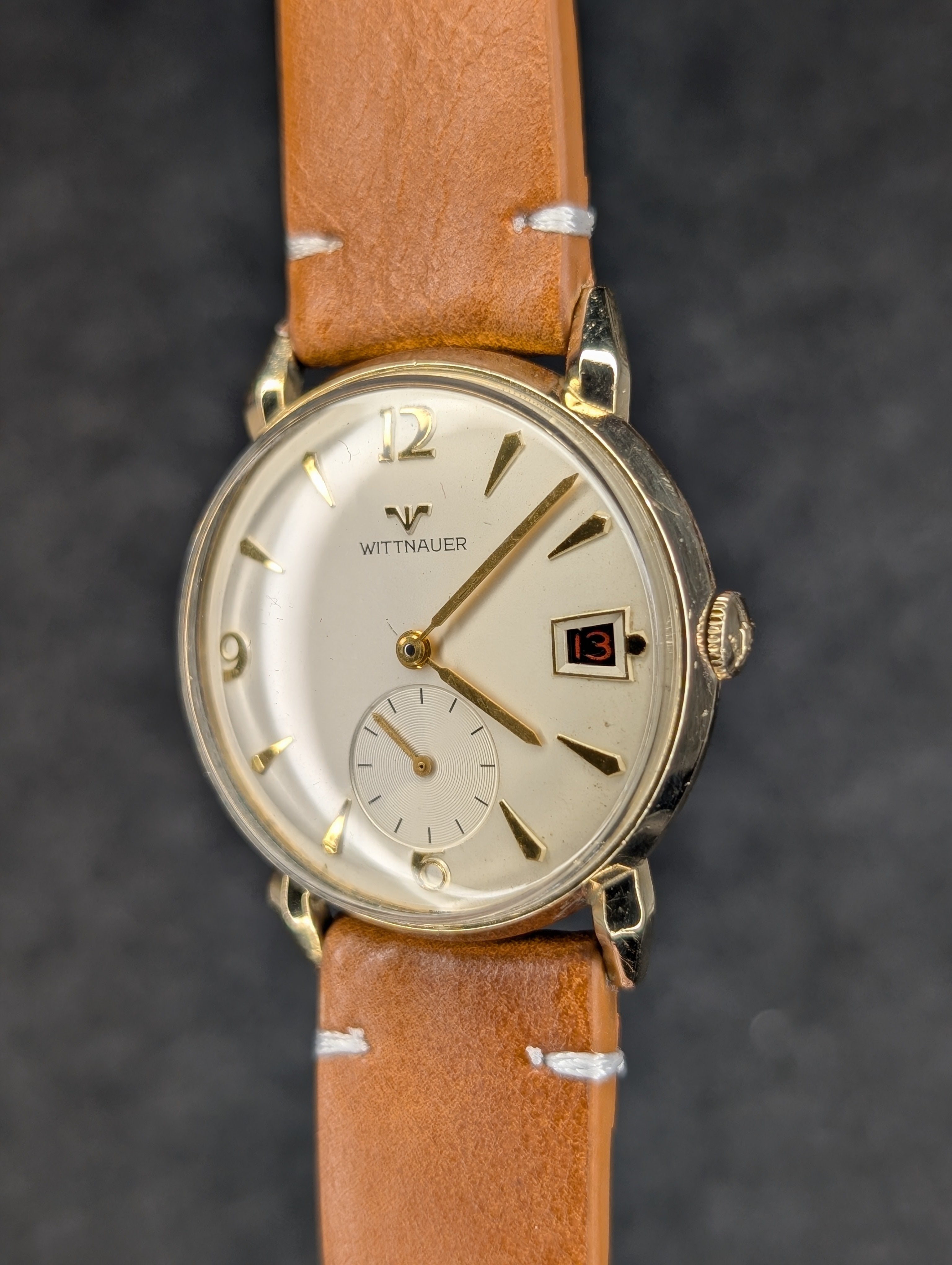 1950's Wittnauer Horned Lugs/Red Date - Manual Wind (Serviced)