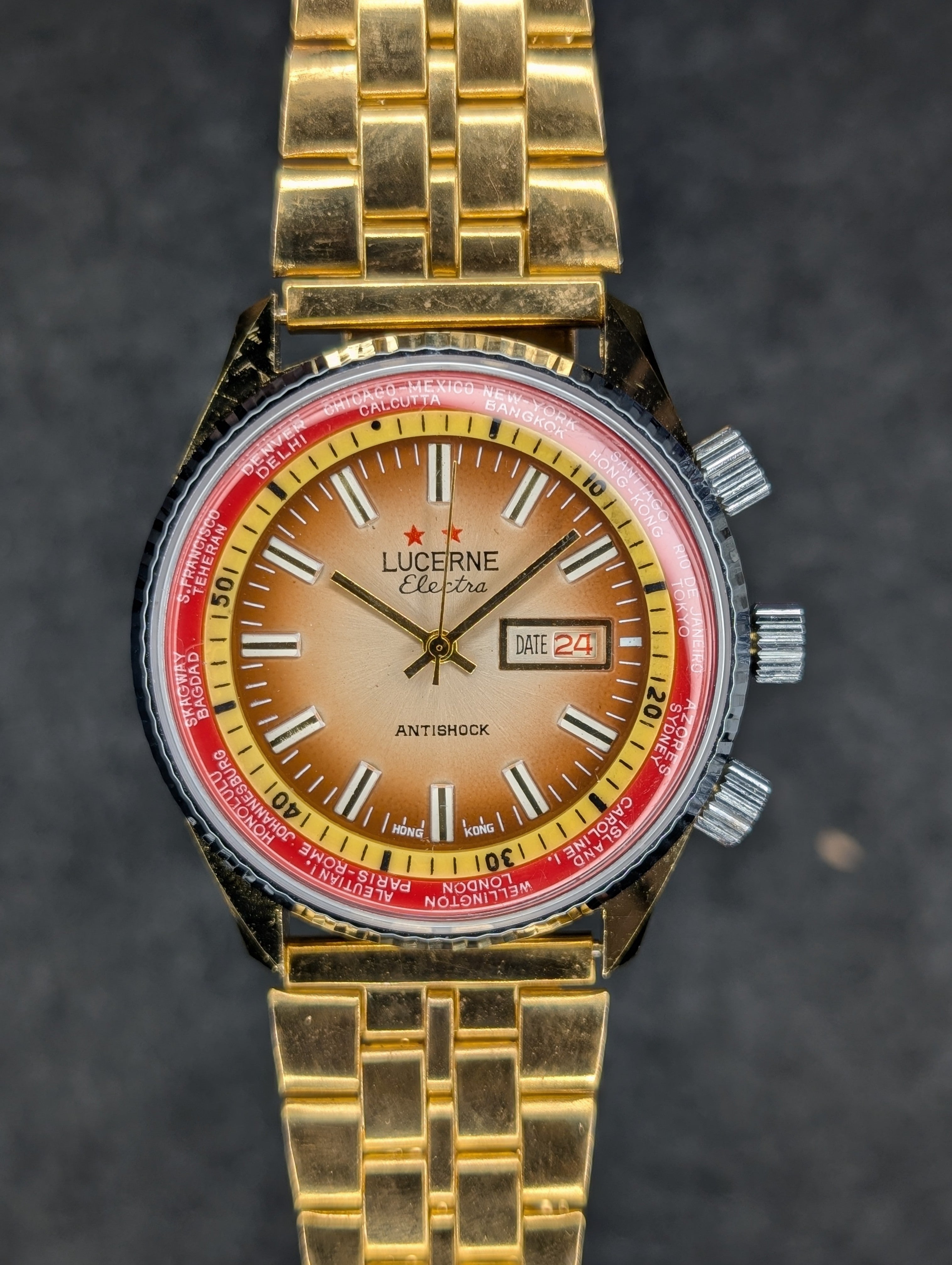 1970's Lucerne Electra World Time - Manual Wind
