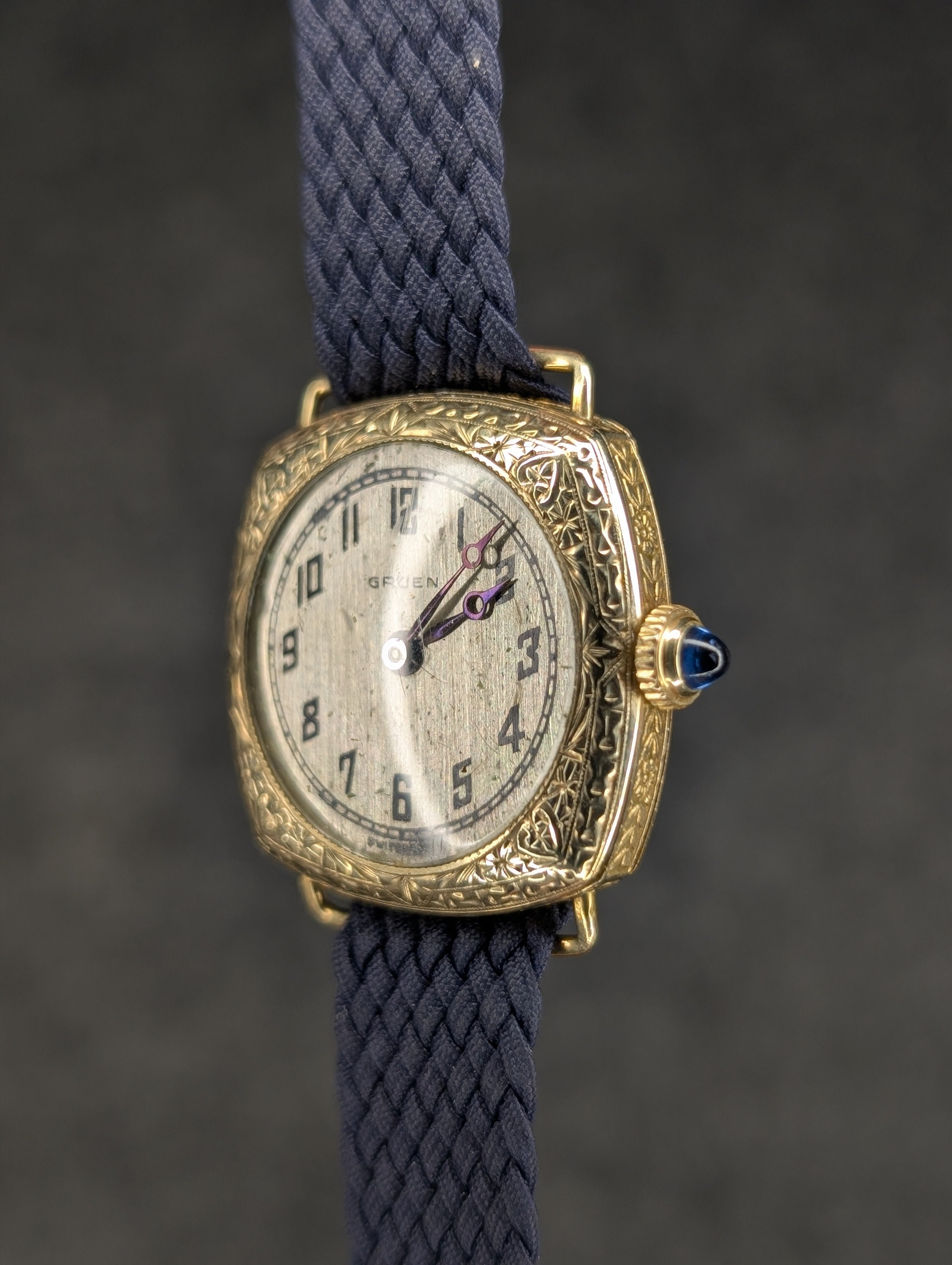 1920's Gruen Ladies Art Deco Gold Flower - Manual Wind