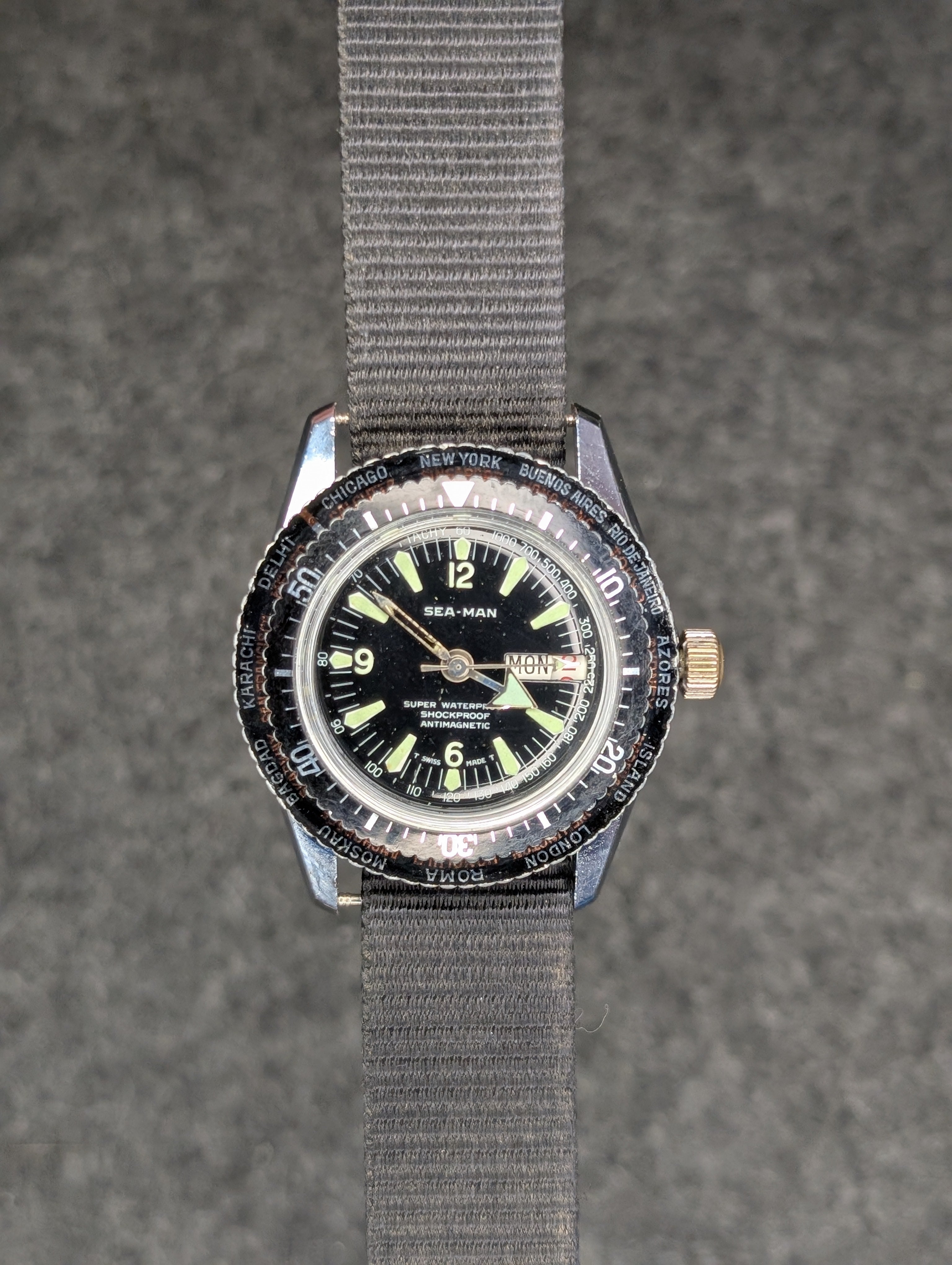 1960's Sea-Man World Time Diver - Manual Wind