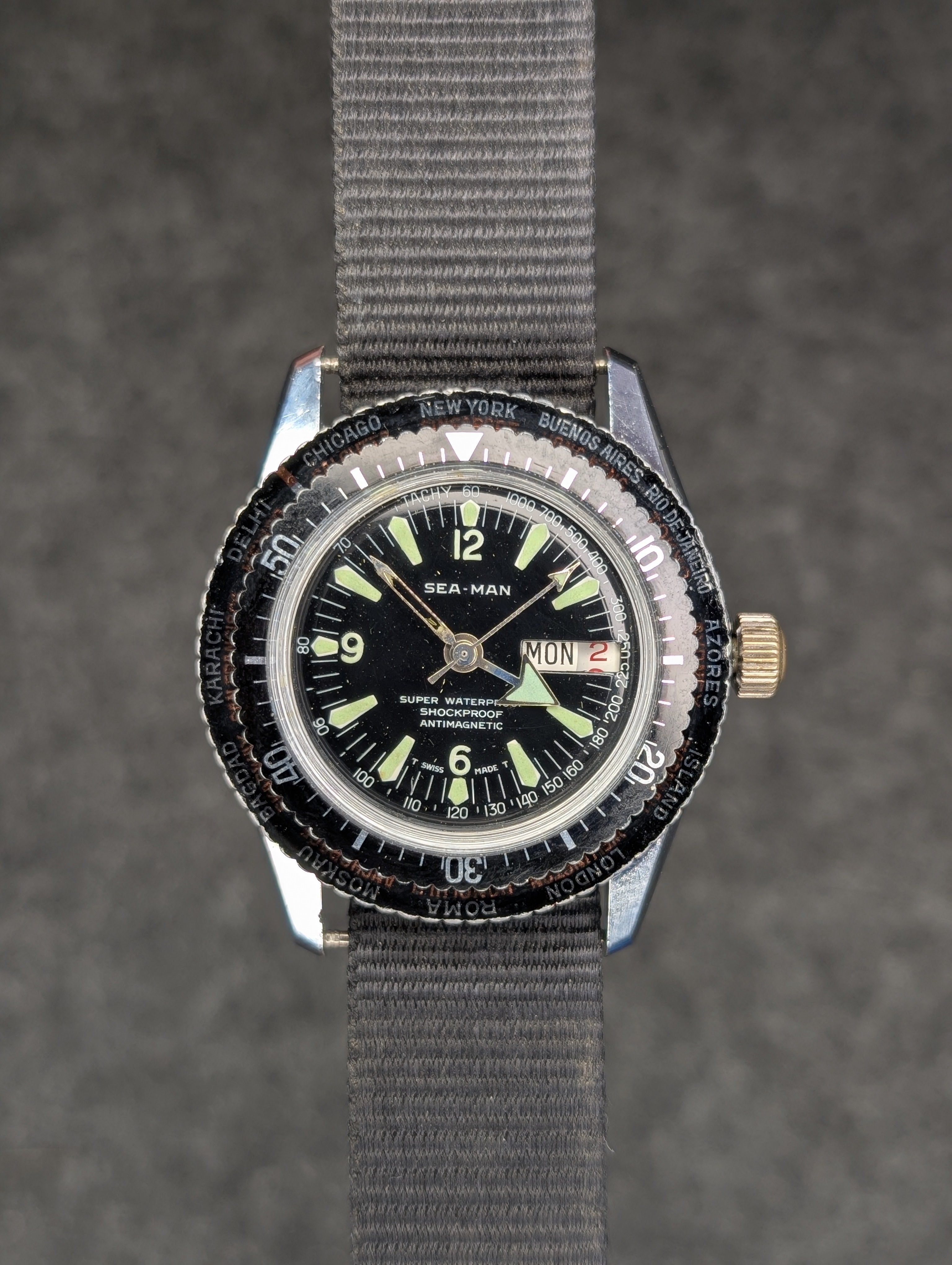 1960's Sea-Man World Time Diver - Manual Wind