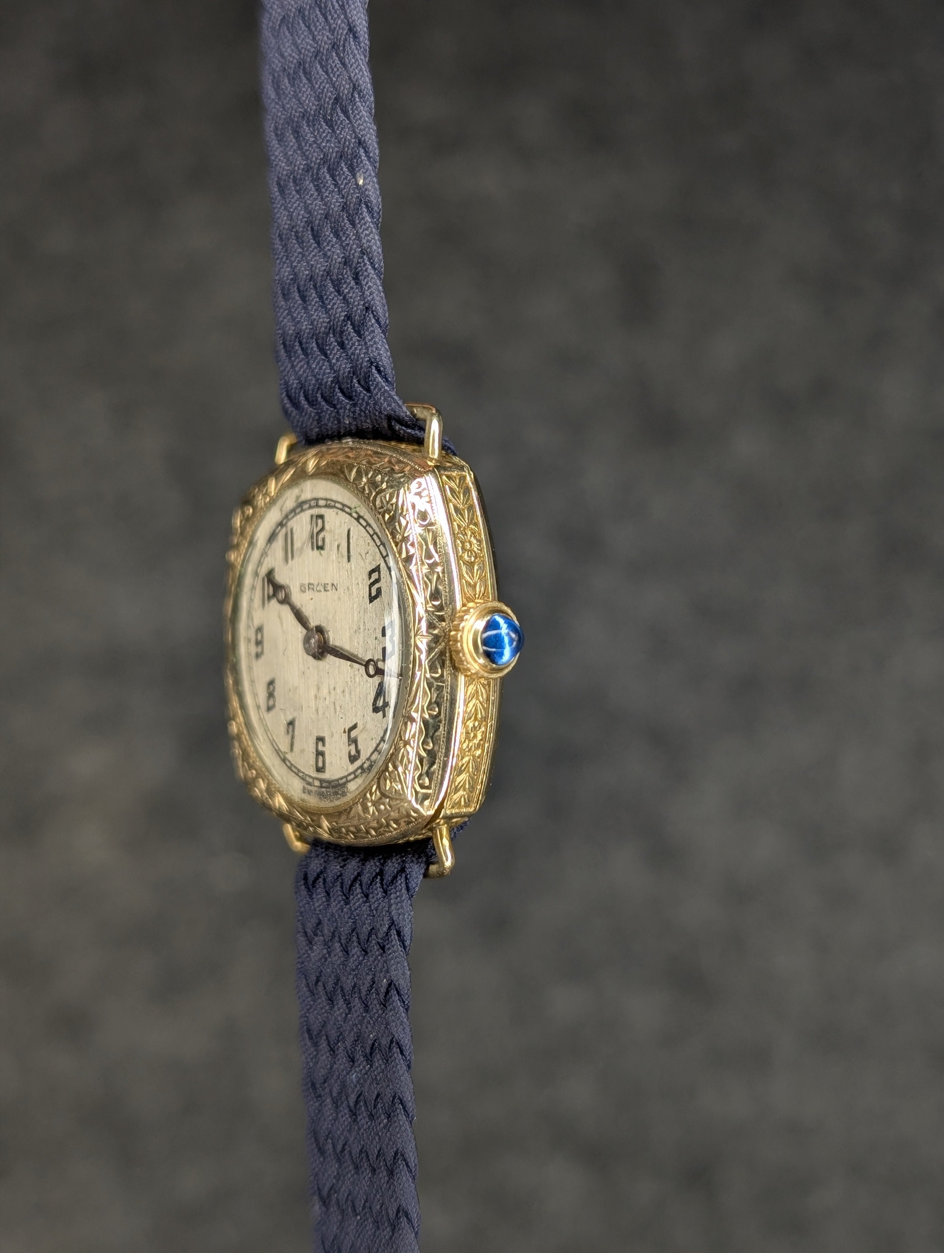 1920's Gruen Ladies Art Deco Gold Flower - Manual Wind