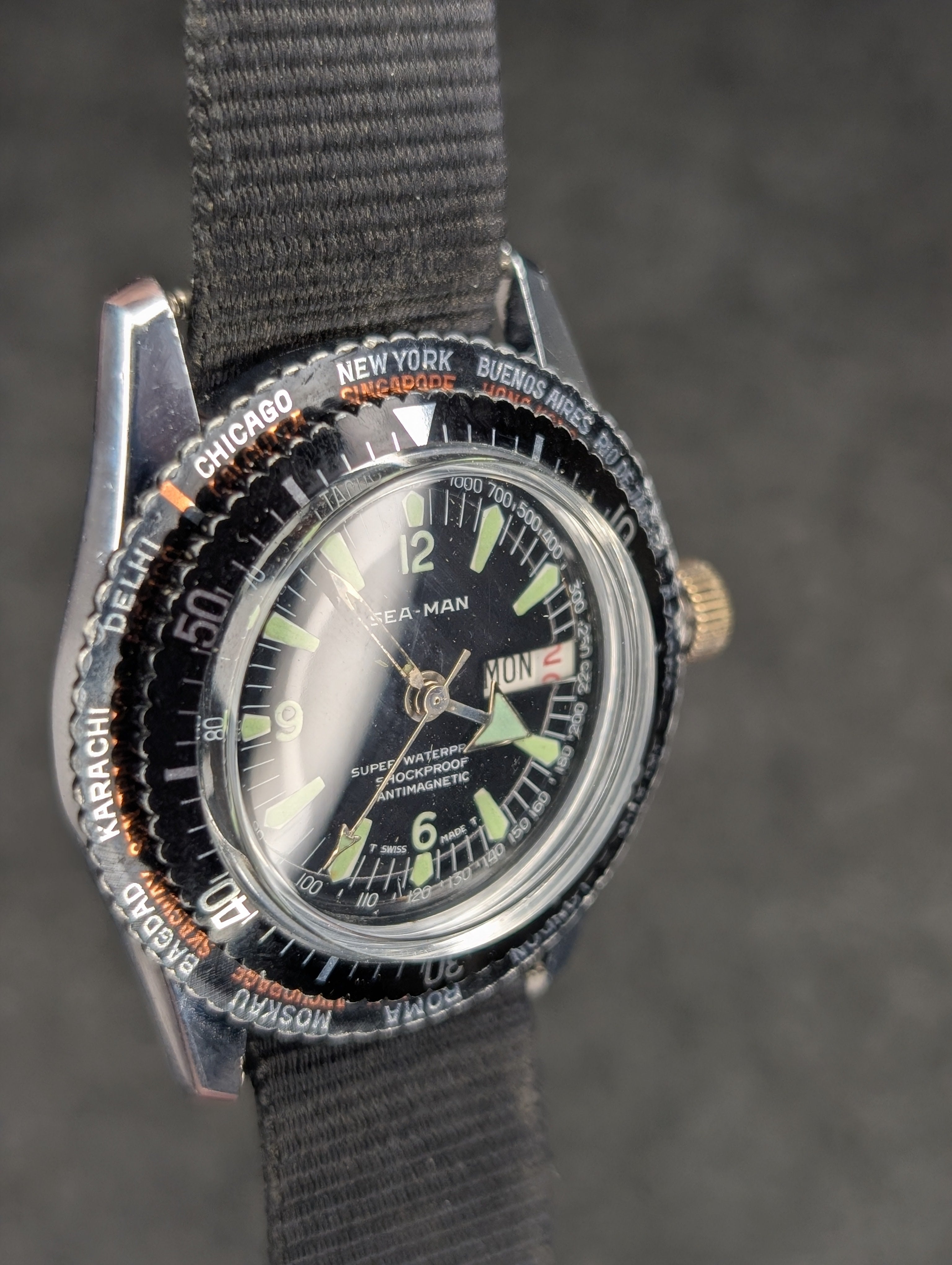 1960's Sea-Man World Time Diver - Manual Wind