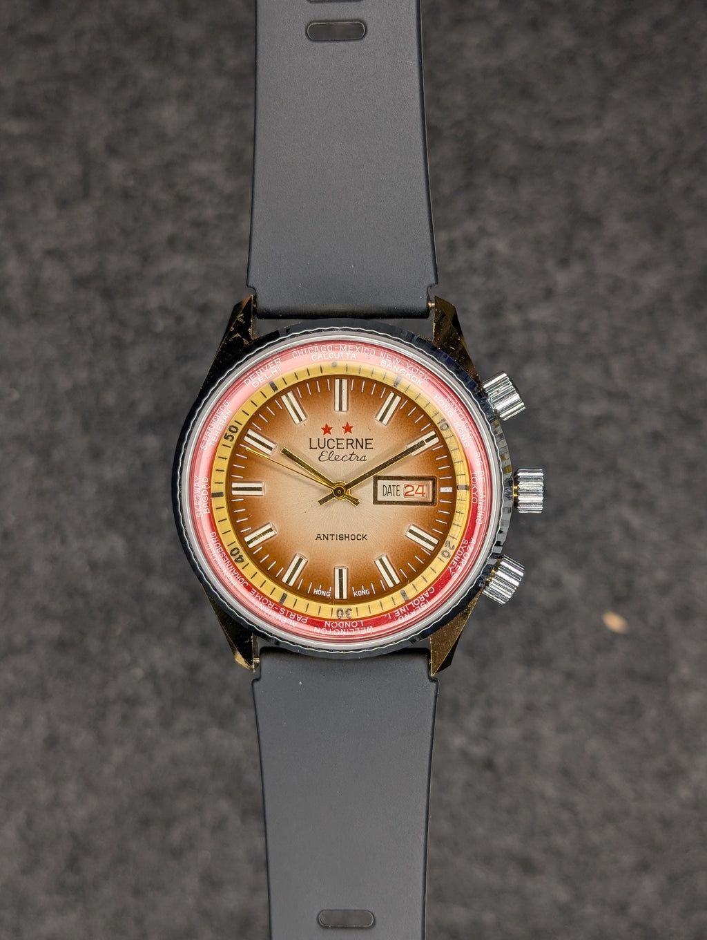 1970's Lucerne Electra World Time - Manual Wind
