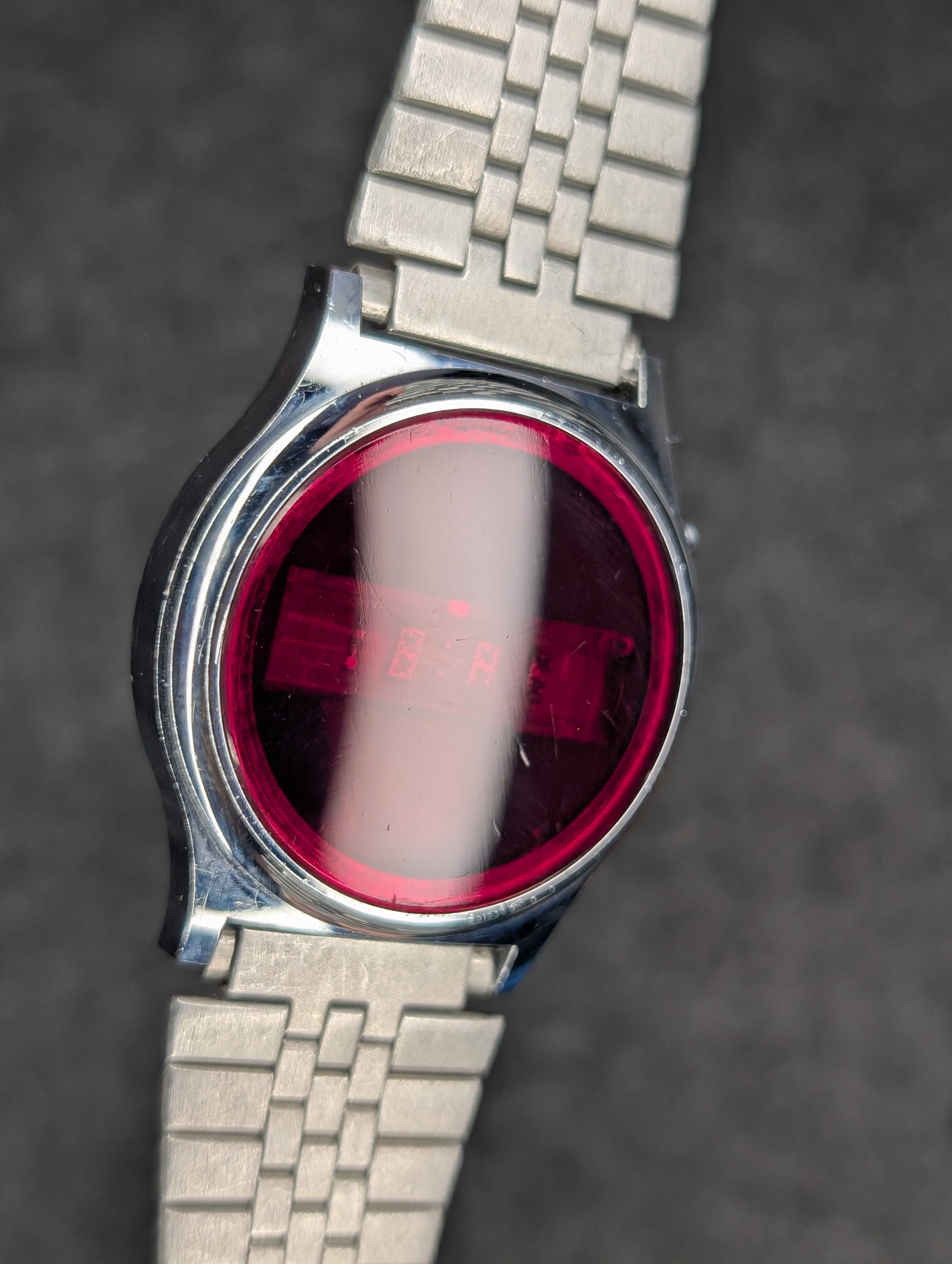 1980's Swiss Red Dial Electric Watch