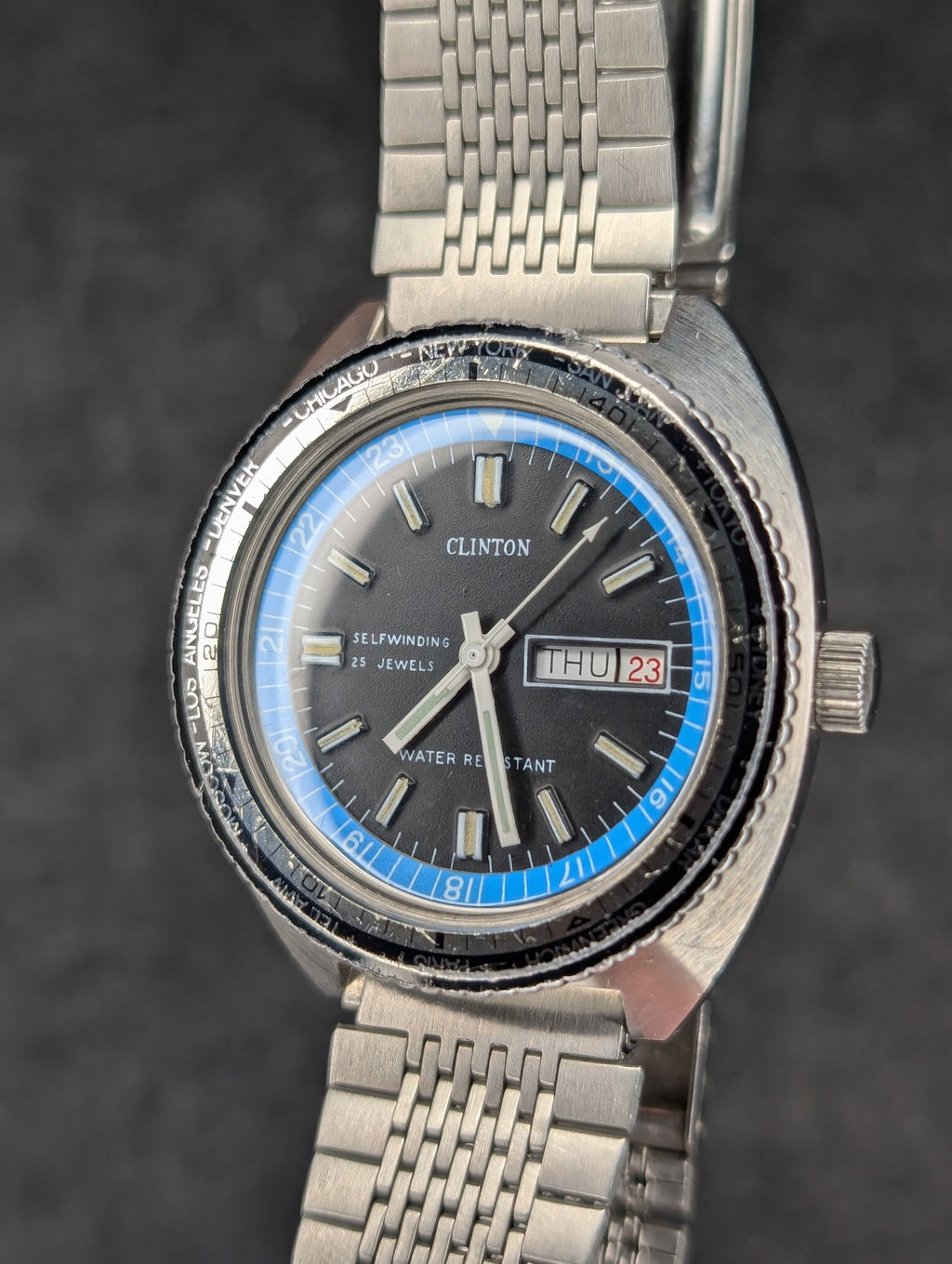 1970's Clinton World Timer Dive Watch