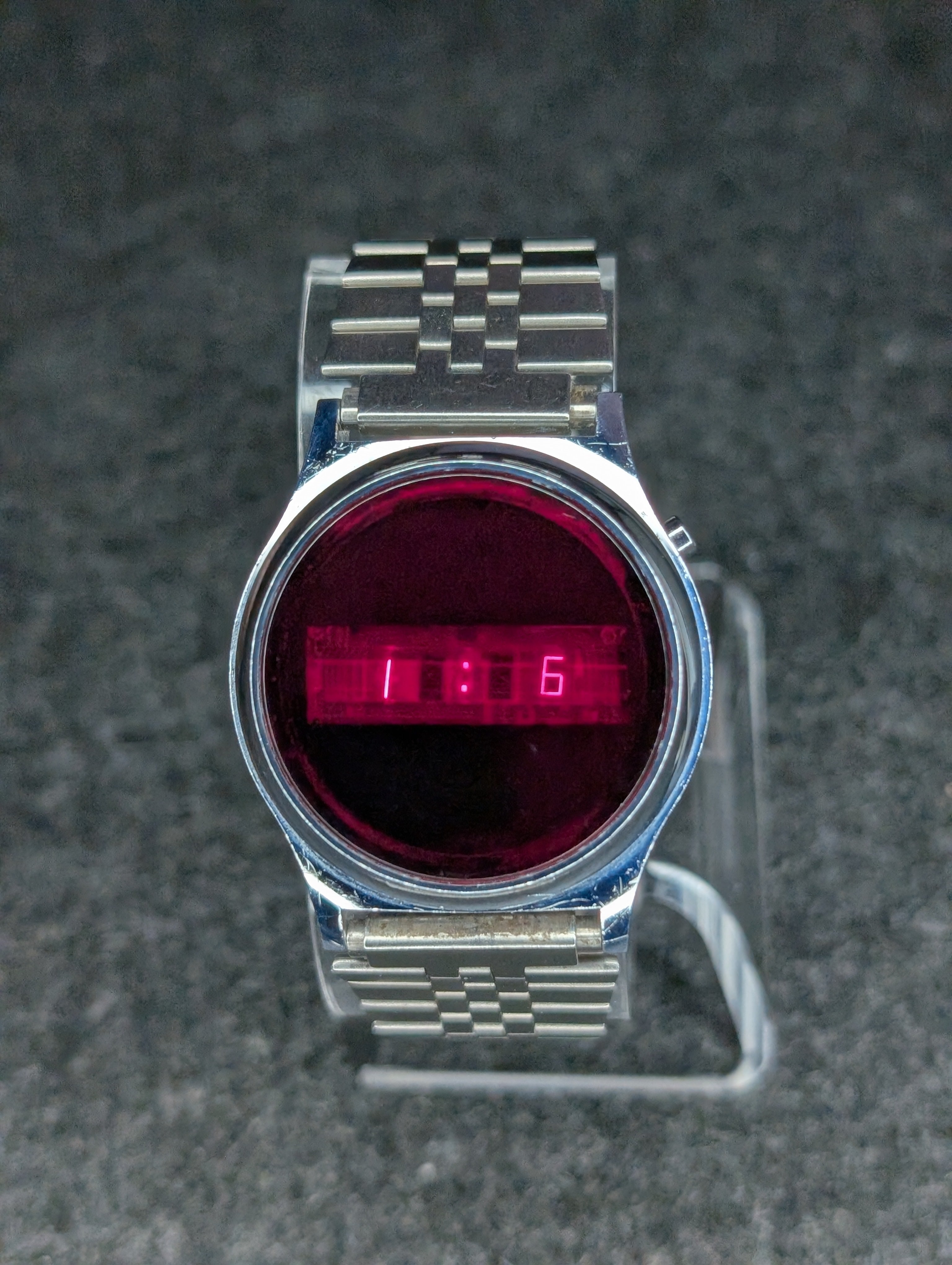 1980's Swiss Red Dial Electric Watch