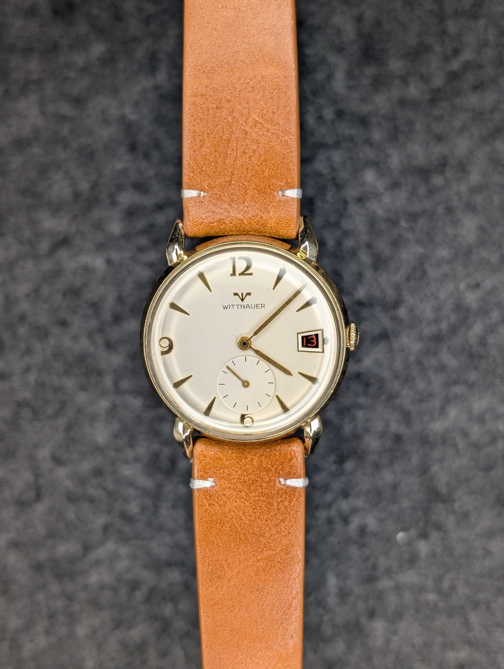 1950's Wittnauer Horned Lugs/Red Date - Manual Wind (Serviced)