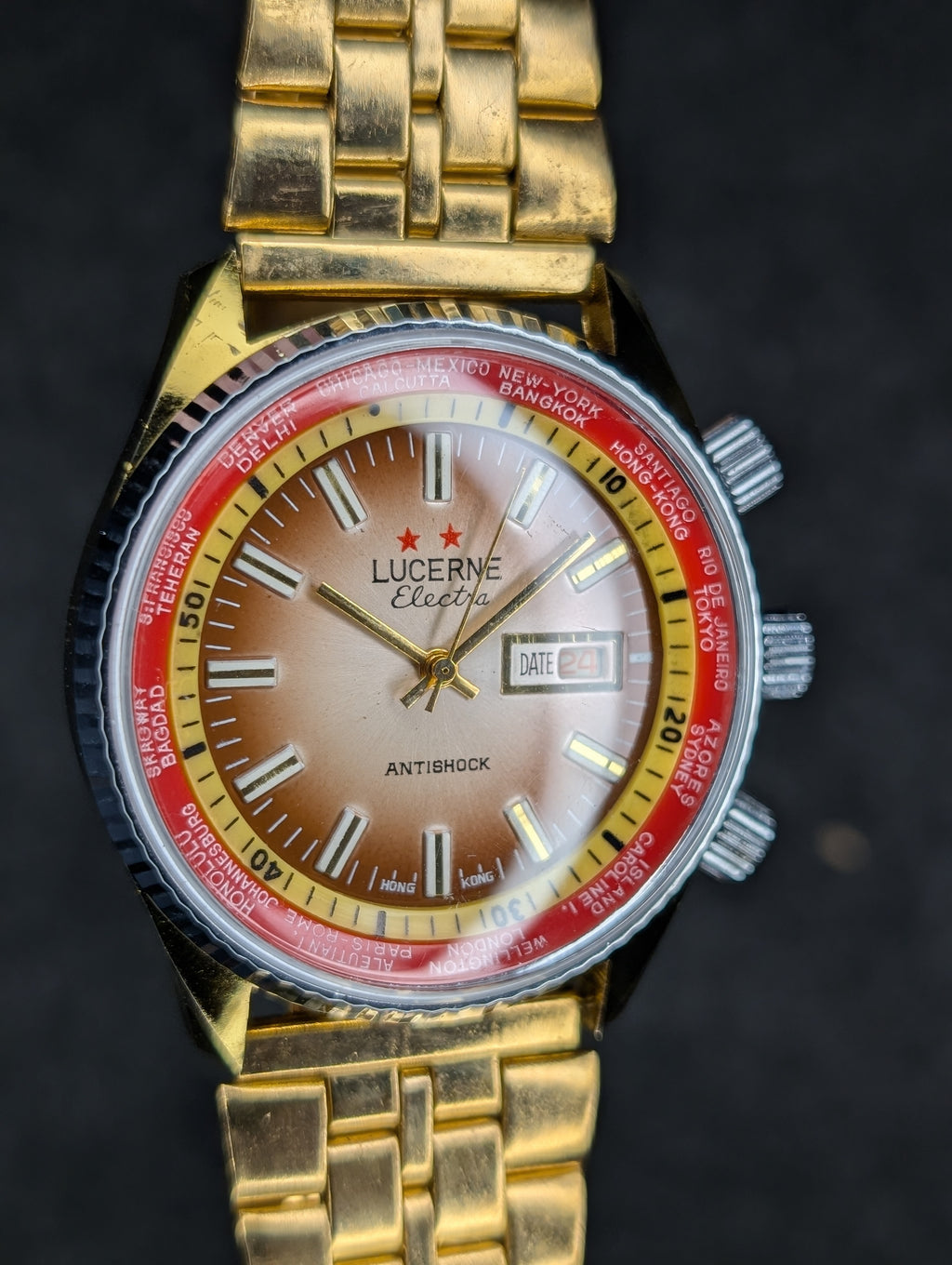 1970's Lucerne Electra World Time - Manual Wind