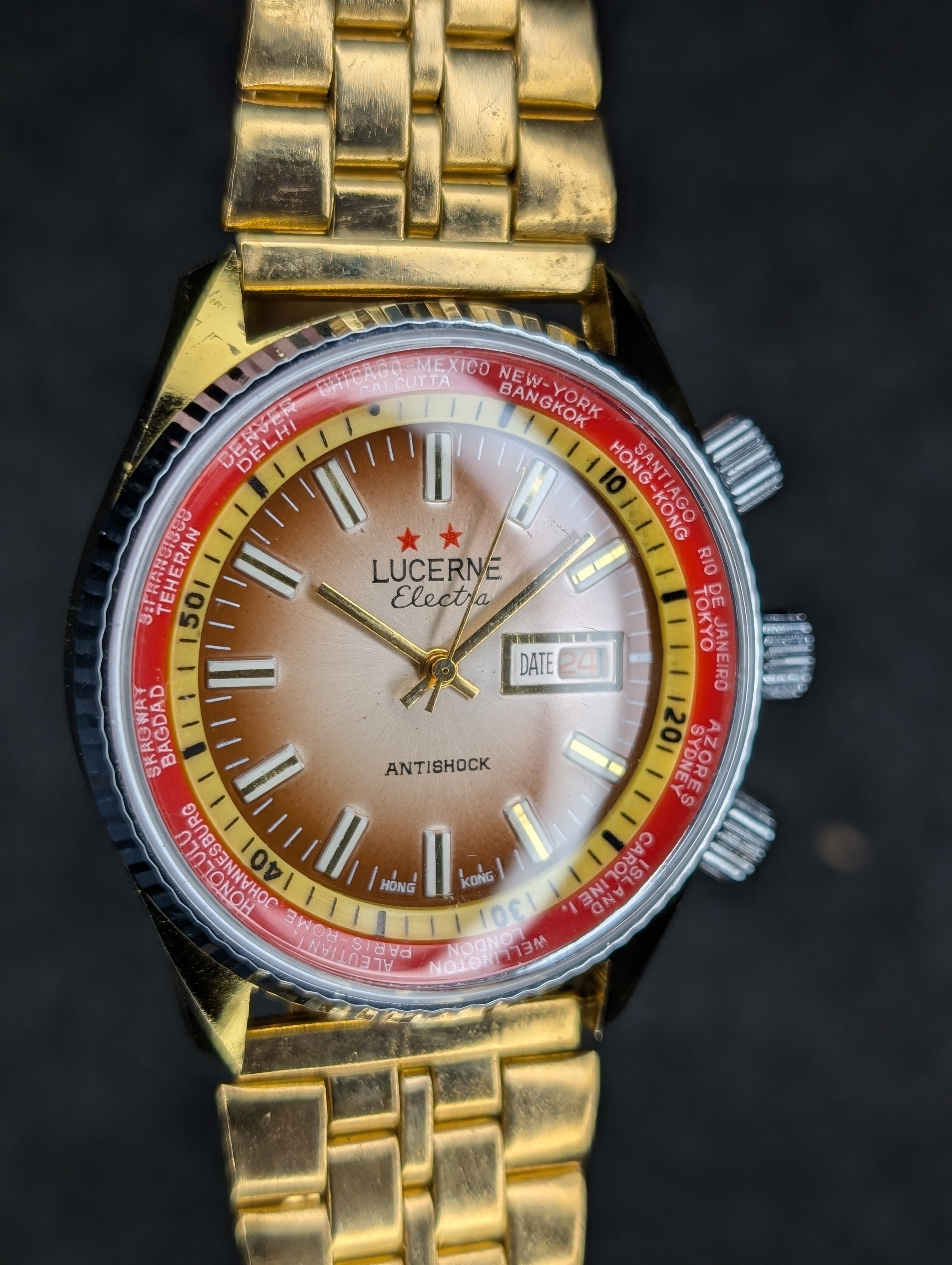 1970's Lucerne Electra World Time - Manual Wind