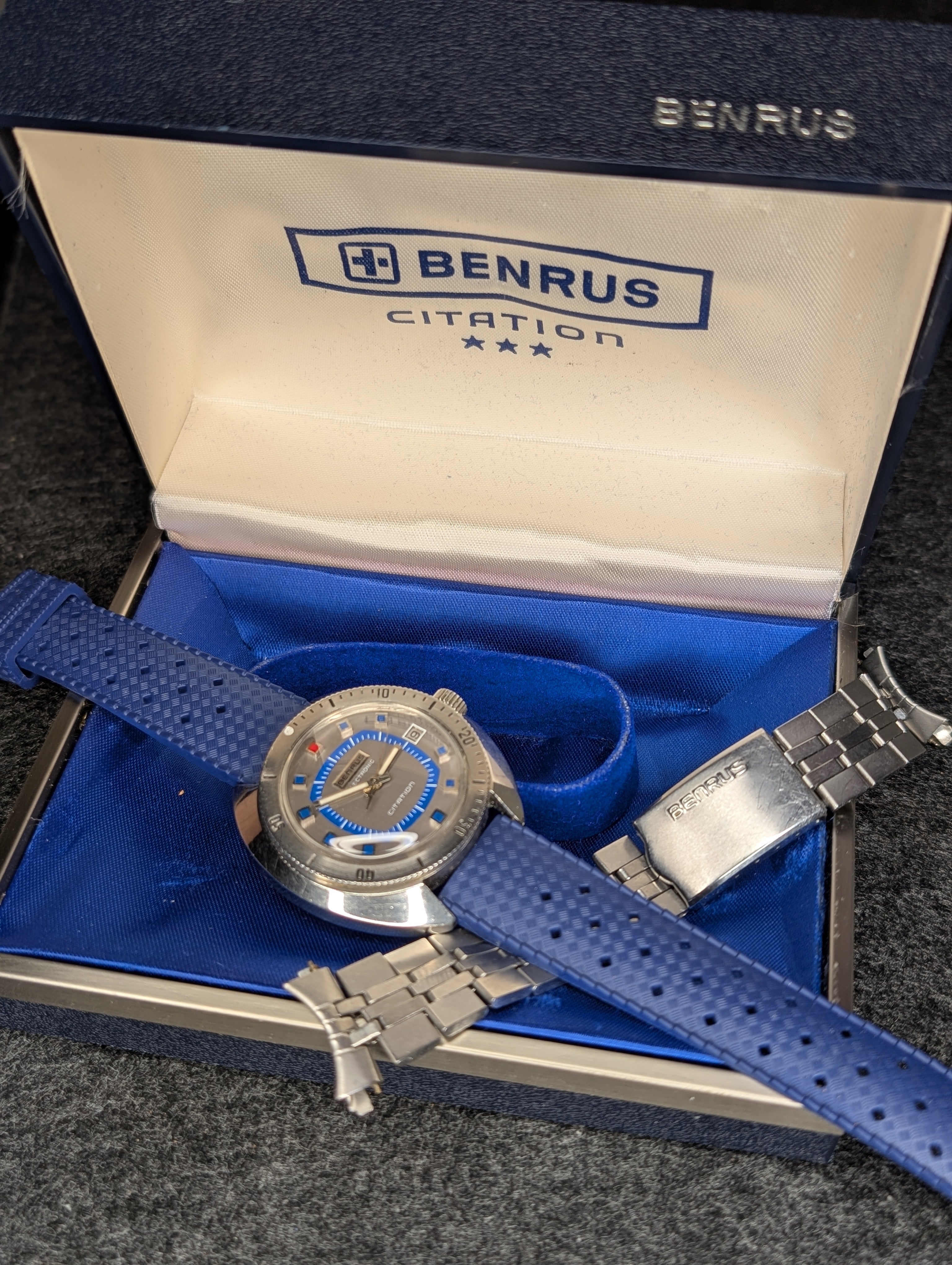 1970's Benrus Citation Diver (Original Band and Original Box) - Electronic