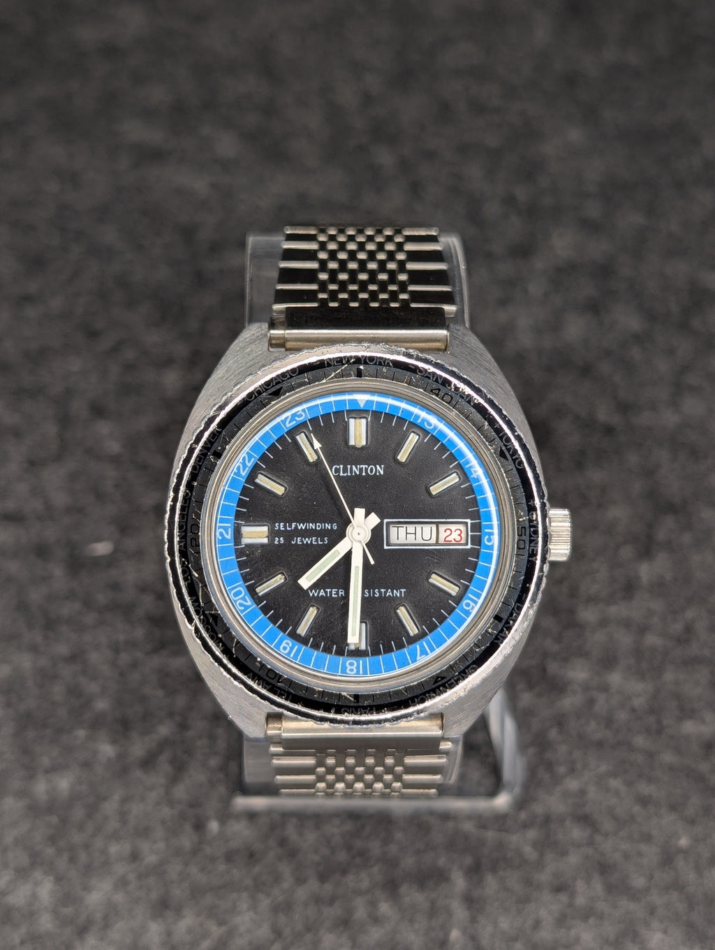 1970's Clinton World Timer Dive Watch